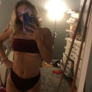 Pacsun LA hearts swim set •maroon•